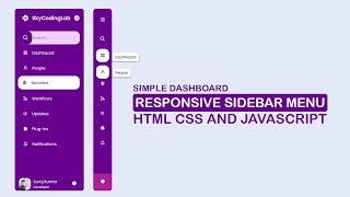 How To Make Responsive Sidebar Menu | Dashboard Sidebar Menu | using HTML CSS JavaScript