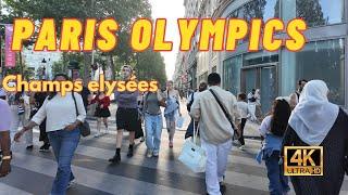 Paris, France  Paris Walk 2024 - Champs elysées   - Paris Olympic Games 4K HDR - Paris Travel