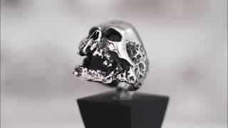 Silver Biker Skull Ring - Motorcycle Skull Ring - Silver Skull Ring for Men