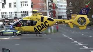 Rettungshubschrauber Christoph 8 landet u. startet am Emilienplatz, Haupverkehrsknotenpunkt in Hagen