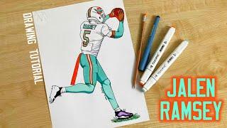 How to draw Jalen Ramsey on the Dolphins / How to draw NFL players