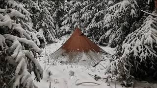 Extreme winter Cold snow storm (-40°F) Solo Camping 4 Days | Hot Tent Camping In A Snowstorm !