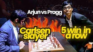 Arjun Erigaisi takes on his friend Praggnanandhaa | Tata Steel Chess India 2024