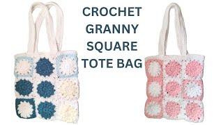 Crochet granny square Tote bag, sunburst granny square crochet, crochet bag for beginners tutorial