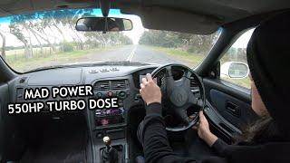 FULLY FORGED RB25DET R33 LOVES BOOSTING 550HP TURBO FLUTTER SCREAMER RUN!