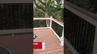 Tropical-Inspired 2-Level Deck | Trex Transcend Tiki Torch Composite Deck | Fence & Deck Connection