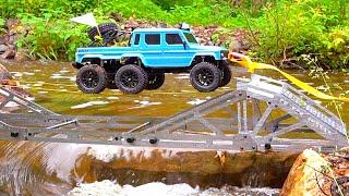 RC TOPiA - Backyard Mini Truck Trail Course - 6x6 Bridge Crossing Rescue Attempt | RC ADVENTURES