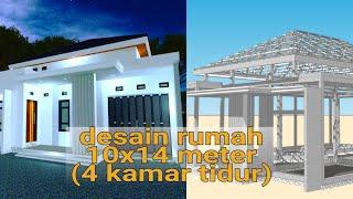 desain rumah 4 kamar tidur (10x14 meter)