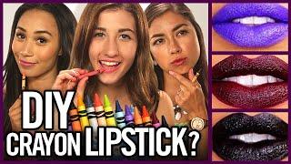 DIY LIPSTICK with CRAYONS - Makeup Mythbusters w/ Maybaby, MyLifeAsEva & Jeaninegirl94