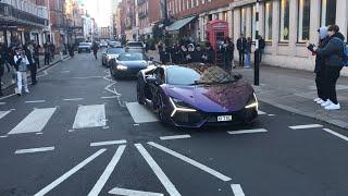 Supercars In London Exhaust Sounds & Accelerations | Tomi Auto Gintani Revuelto, 765LT, 812 GTS, R8