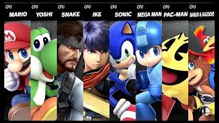 Mario VS Yoshi VS Snake VS Ike VS Sonic VS Mega Man VS Pac - Man VS Banjo & Kazooie Smash Ultimate