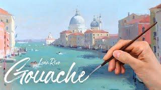 Painting Landscape with Gouache - Grand Canal, Venice - Gouache painting demo