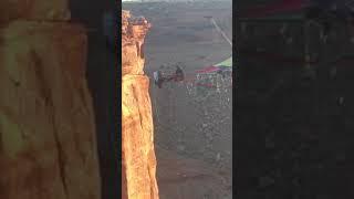 Bride highlines to Groom 800 feet up - Moab, Utah