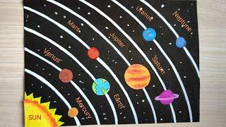 Solar system drawing with colour | Solar system drawing easy | How to draw solar system