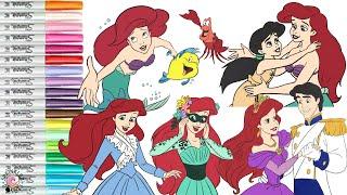 Disney Princess Coloring Book Compilation Ariel Eric Melody Flounder Sebastian The Little Mermaid