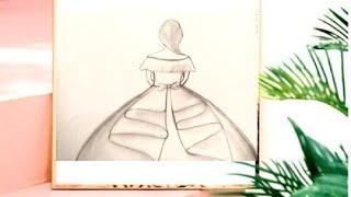 How to draw a girl with beautiful dress/Sketching/Aliza Baig/step by step.