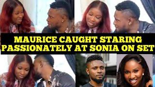 MAURICE SAM  WAS CAUGHT STARING PASSIONATELY AT SONIA UCHE ON A MOVIE SET #soniauche