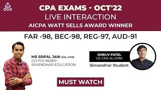 Q&A with Dhruv (Simandhar CPA Watt sells award winner )FAR -98, BEC-98, REG-97, AUD-91| CPA exam|CPA