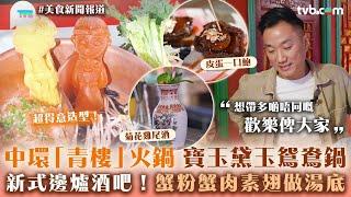 美食新聞報道｜中環「青樓」火鍋   招牌寶玉黛玉鴛鴦鍋 蟹粉蟹肉素翅做湯底！新式邊爐酒吧飲菊花雞尾酒｜TVBplus