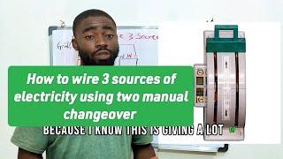 How to wire 3 sources of electricity using two knife switches