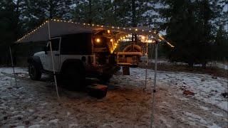 Camping in the rain, Solo winter Truck Camp.