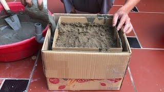 Craft Ideas From Cement - Casting Flower Pot From Old Cardboard Box