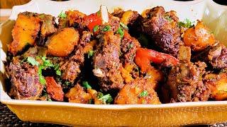 KENYAN GOAT PLATTER | GOAT DRY FRY WITH POTATOES AND PEPPERS | MBUZI DRY NA VIAZI