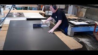 INDUSTRIAL TABLESAW: Craftsmen Cutting 4x8 Foot Full Sheet 1/4" Blk ABS Plastic (Long Version ASMR)