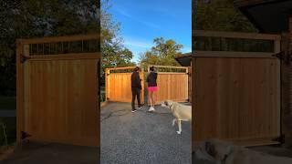 The final step of fencing our backyard!!  we built a driveway gate…  #carpentry #fencing