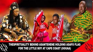 THE SPIRITUALITY BEHIND ASANTEHENE HOLDING THE ASAFO FLAG FOR THE LITTLE BOY AT CAPE COAST (OGUAA)