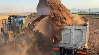 Caterpillar 972K Wheel Loader Loading Trucks On Construction Site - Sotiriadis Construction Works 4k