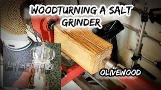 How to Woodturn a salt grinder from Olivewood. (crushgrind)