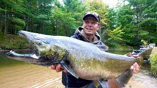 FLOAT FISHING for FALL KINGS - Solo Salmon Camp on the River!