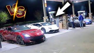 Fast C7 Corvette CALLS OUT Lamborghini Owner for a Race!