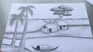 Hướng dẫn vẽ tranh phong cảnh bằng bút chì | How to draw scenery with pencil