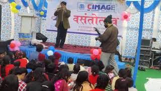 ADG (Bihar Police) Alok raj singing a song on students request at the Saraswati Puja event