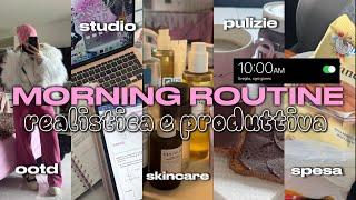 MORNING ROUTINE realistica e produttiva/pulizie,spesa per casa, skincare coreana, come studio