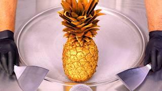 Golden Pineapple Ice Cream Rolls - Insanely Satisfying ASMR 