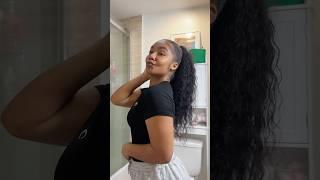 U part wig turned ponytail tutorial ‍️ #hairtutorial #blackhair #upartwig #curlyhair #hairhacks