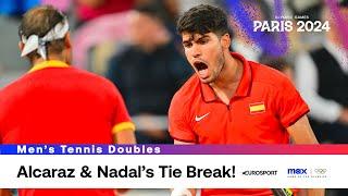 TIE-BREAK! Carlos Alcaraz and Rafael Nadal during Olympic Doubles Debut  #Paris2024