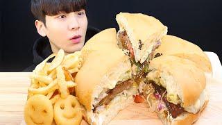 대왕햄버거 먹방 버거퀸 23cm불고기빅버거+감자튀김 Giant hamburger mukbang ASMR Eating show