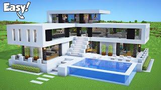 Minecraft: How to Build a Modern House - Tutorial (Easy ) #52 - Interior in Description!