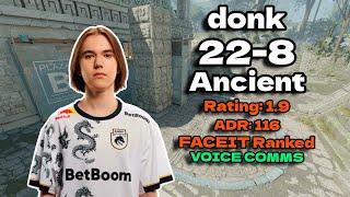 donk 22/8 INSANE 82%HS (Ancient) FACEIT Ranked July 11, 2024 | CS2 POV