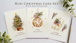 Mini Christmas Card Set with Watercolors