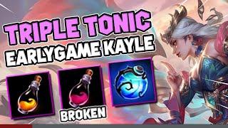 AMAZING Earlygame Kayle Rune with TRIPLE TONIC on Season 14 - League of Legends