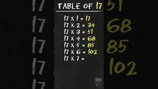 Learn Multiplication - Table Of 17 #table #shorts #tableof17 #education #elearningstudio