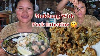 Cooking and Eating with Pork Meat & Intestine || #Cooking vlogs