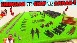 BIGGEST BATTLES between SHINCHAN TEAM vs CHOP TEAM vs AMAAN TEAM in Animal Revolt Battle Simulator