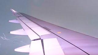 Airplane struck by lightning - passenger view on Airbus A320