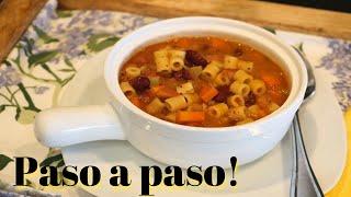 Sopa de Pasta con Frijol y Verduras - Muy Facil y Nutritiva